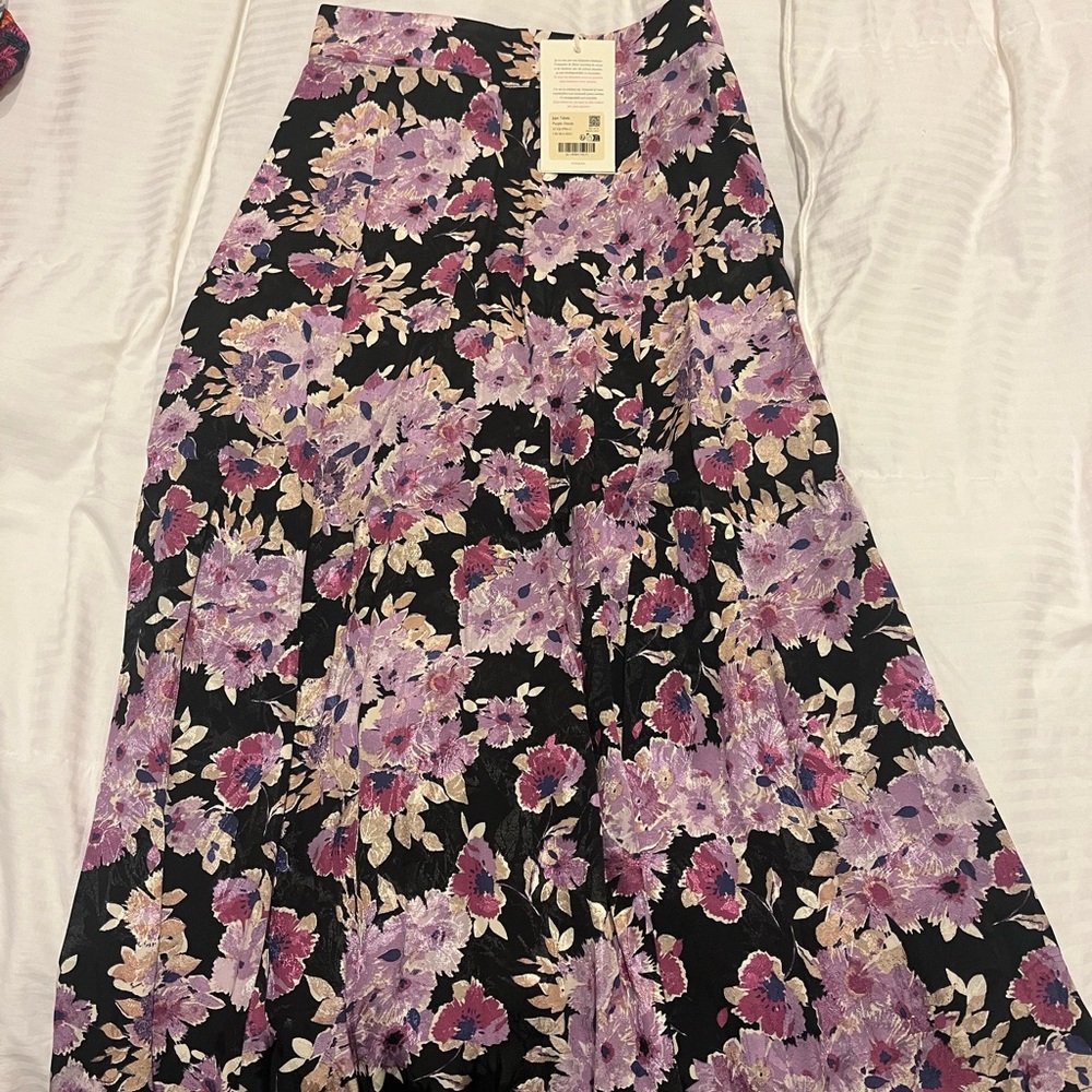 NWT Sezane Tabata Skirt Purple Floral Print - Size 2